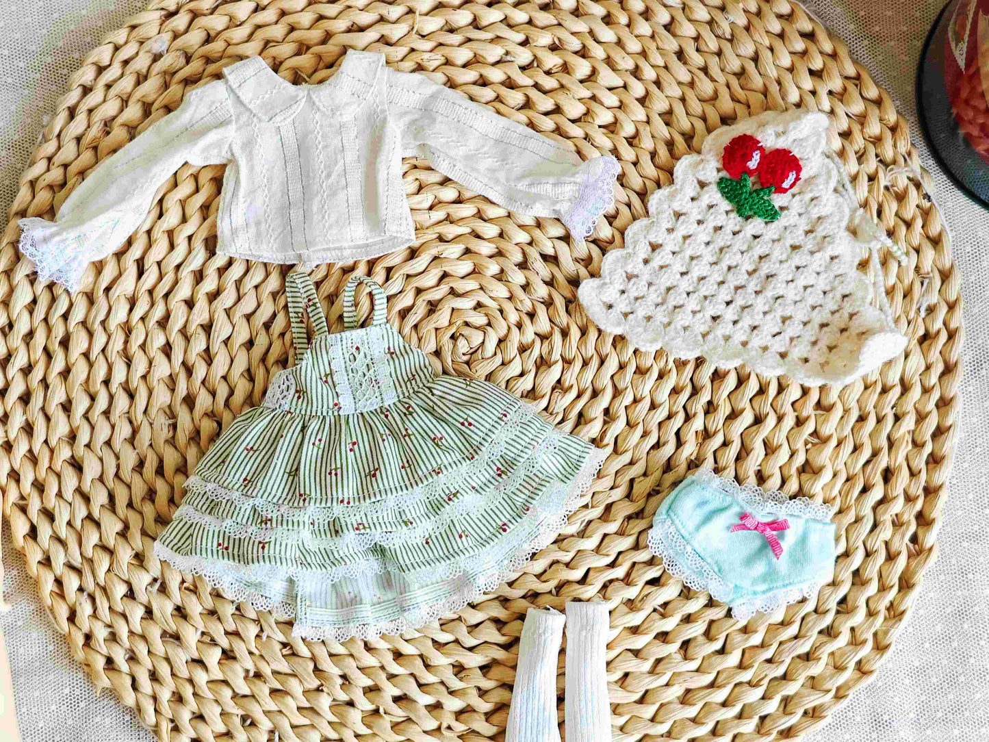 Cherry Cottage Dress Set |Handmade Doll Clothes for 1/6 BJD YOSD