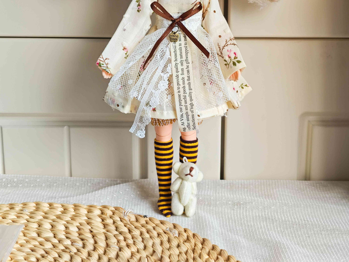 Woodland Bunny Dress Blythe Outfit | Handmade Doll Clothes for OB22 & OB24