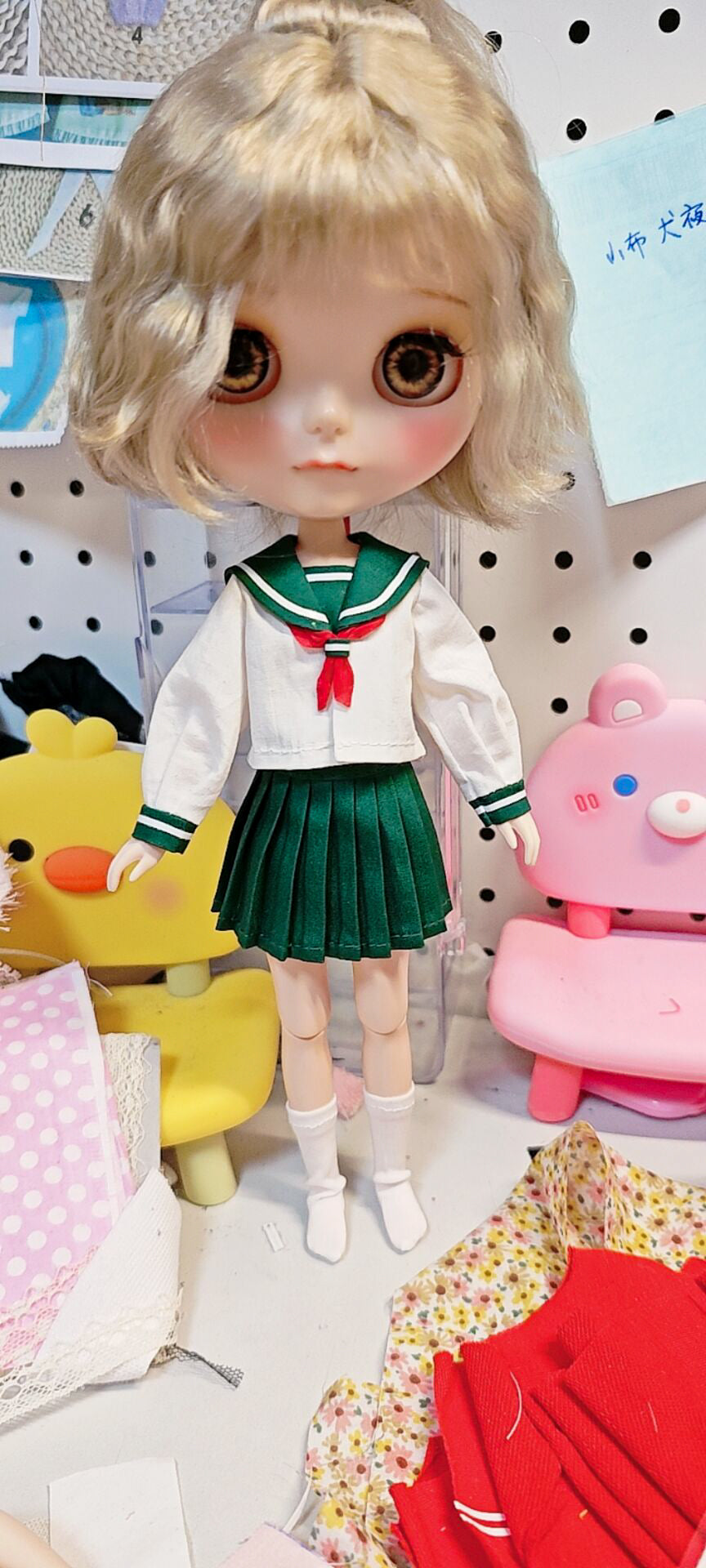 Classic Sailor School KAGOME Doll  Blythe Outfit | Handmade Doll Clothes for OB22 & OB24