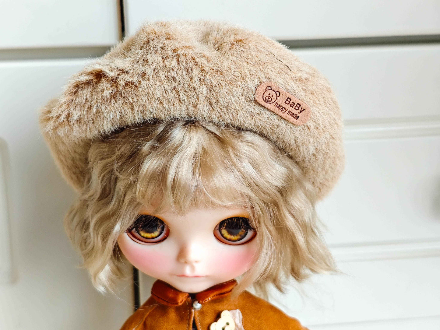 Plaid Dress with Beret & Cape Set  Blythe Outfit | Handmade Doll Clothes for OB22 & OB24