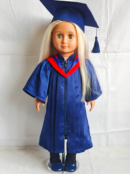 Classic Graduation Cap & Gown Set for 18 Inch Dolls