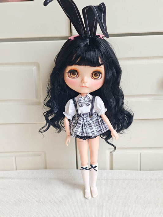 Bunny School Girl Blythe Outfit | Handmade Doll Clothes for OB22 & OB24