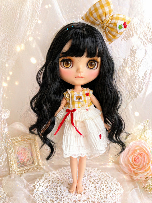 Honey Teddy Lace Dress Blythe Outfit | Handmade Doll Clothes for OB22 & OB24