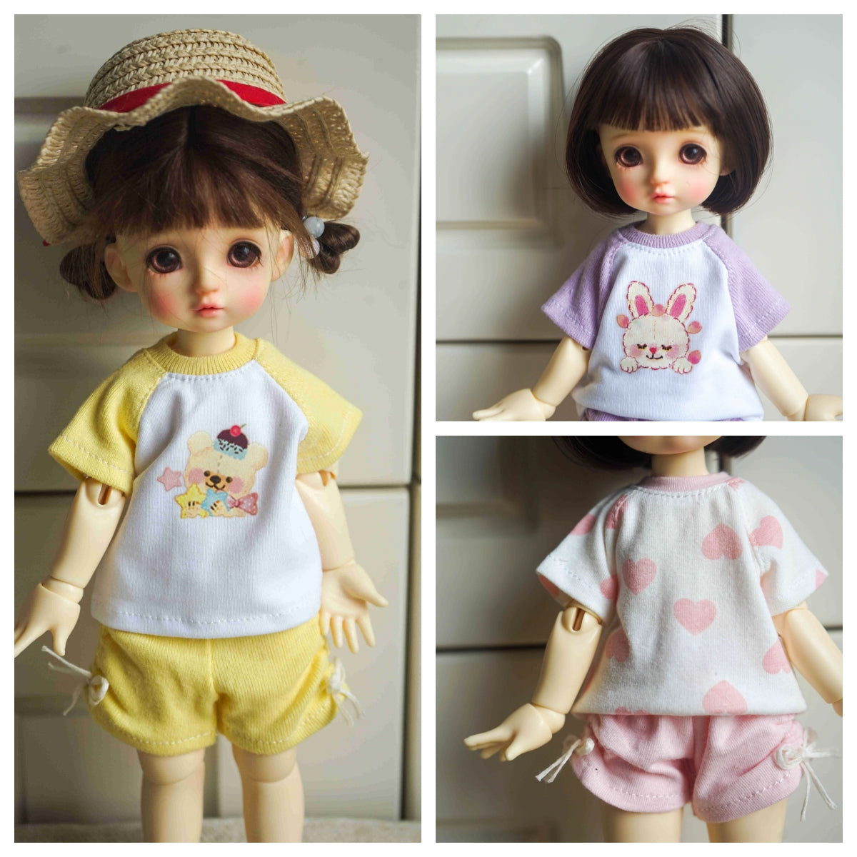 Casual Tee & Shorts T shirts Set Doll Outfit | Handmade Doll Clothes for 1/6 BJD YoSD