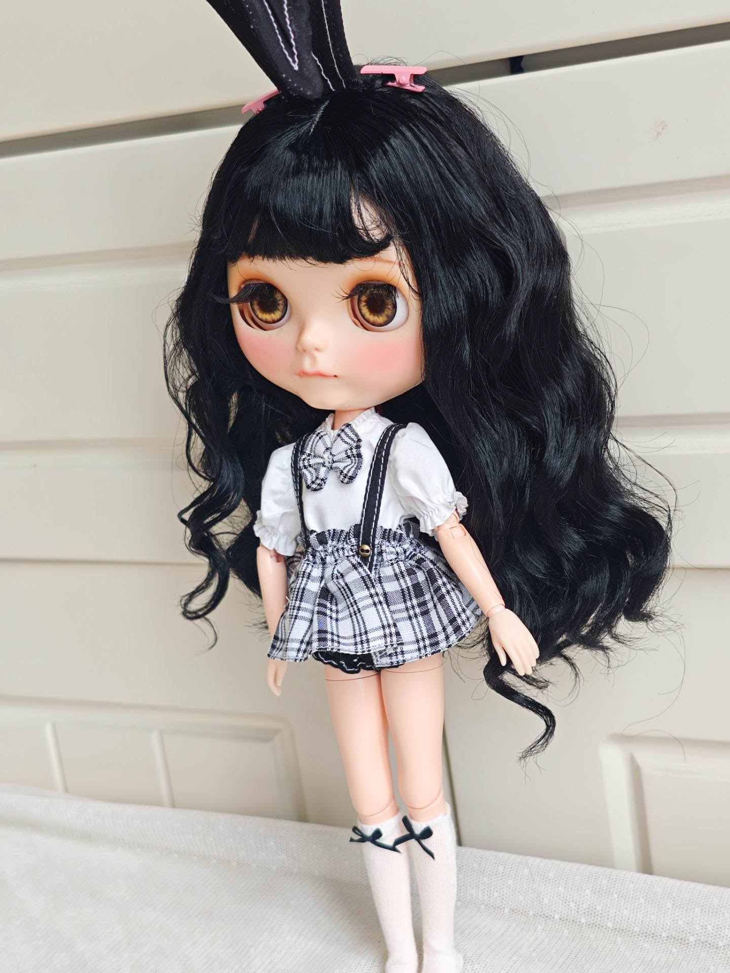 Bunny School Girl Blythe Outfit | Handmade Doll Clothes for OB22 & OB24