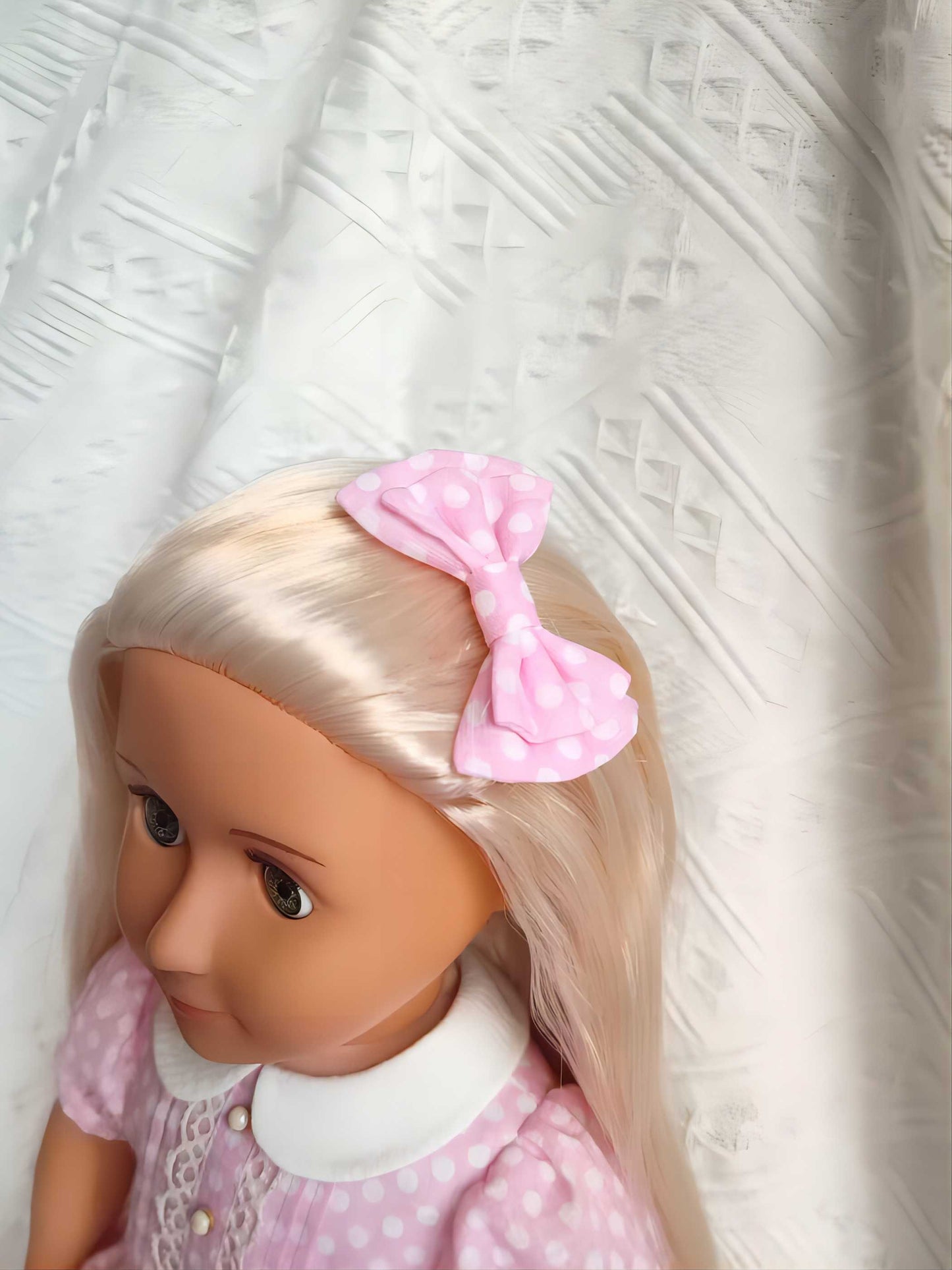 Pink Polka Dot Peter Pan Collar Dress for 18 Inch Dolls