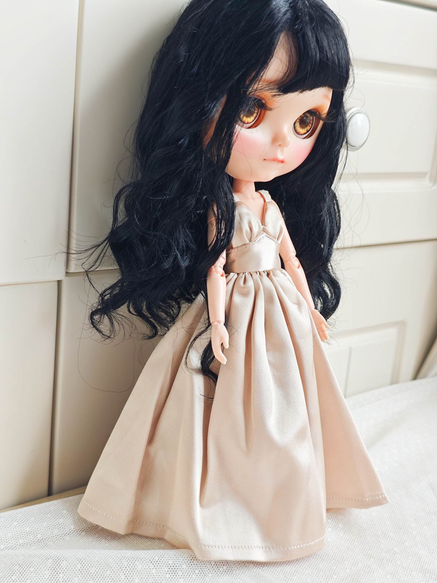 Elegant Satin Ball Gown Blythe Outfit | Handmade Doll Clothes for OB22 & OB24