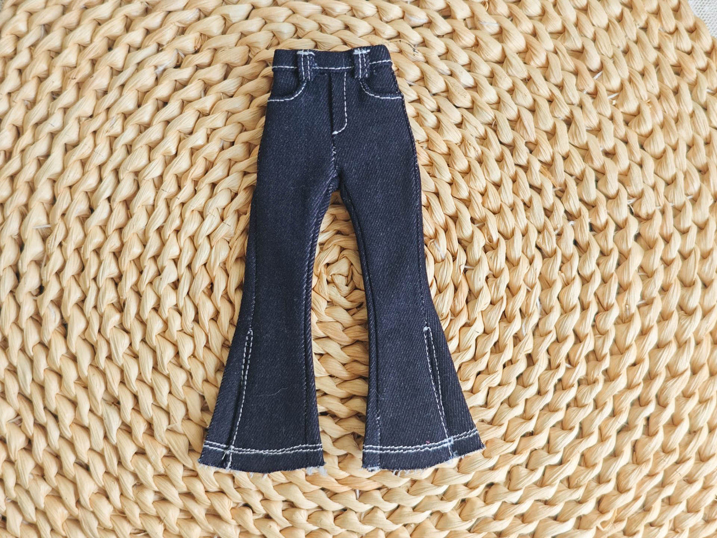 Y2K Flared Denim Jeans Pants Blythe Outfit | Handmade Doll Clothes for OB22 & OB24