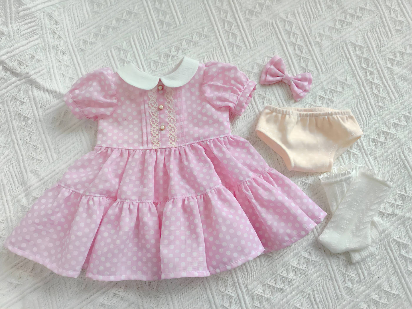 Pink Polka Dot Peter Pan Collar Dress for 18 Inch Dolls