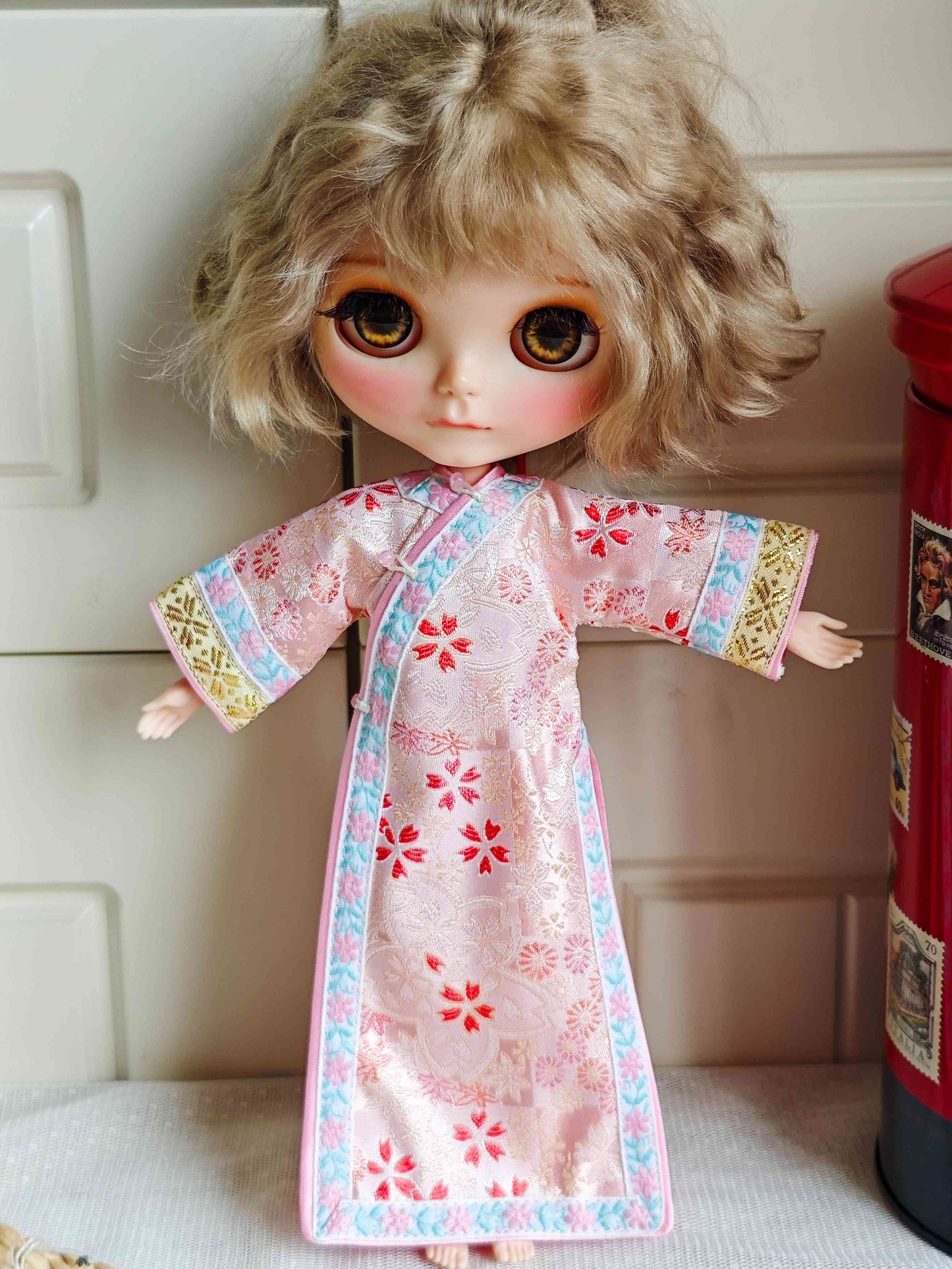 Chinese Embroidered Qipao Blythe Outfit | Handmade Doll Clothes for OB22 & OB24