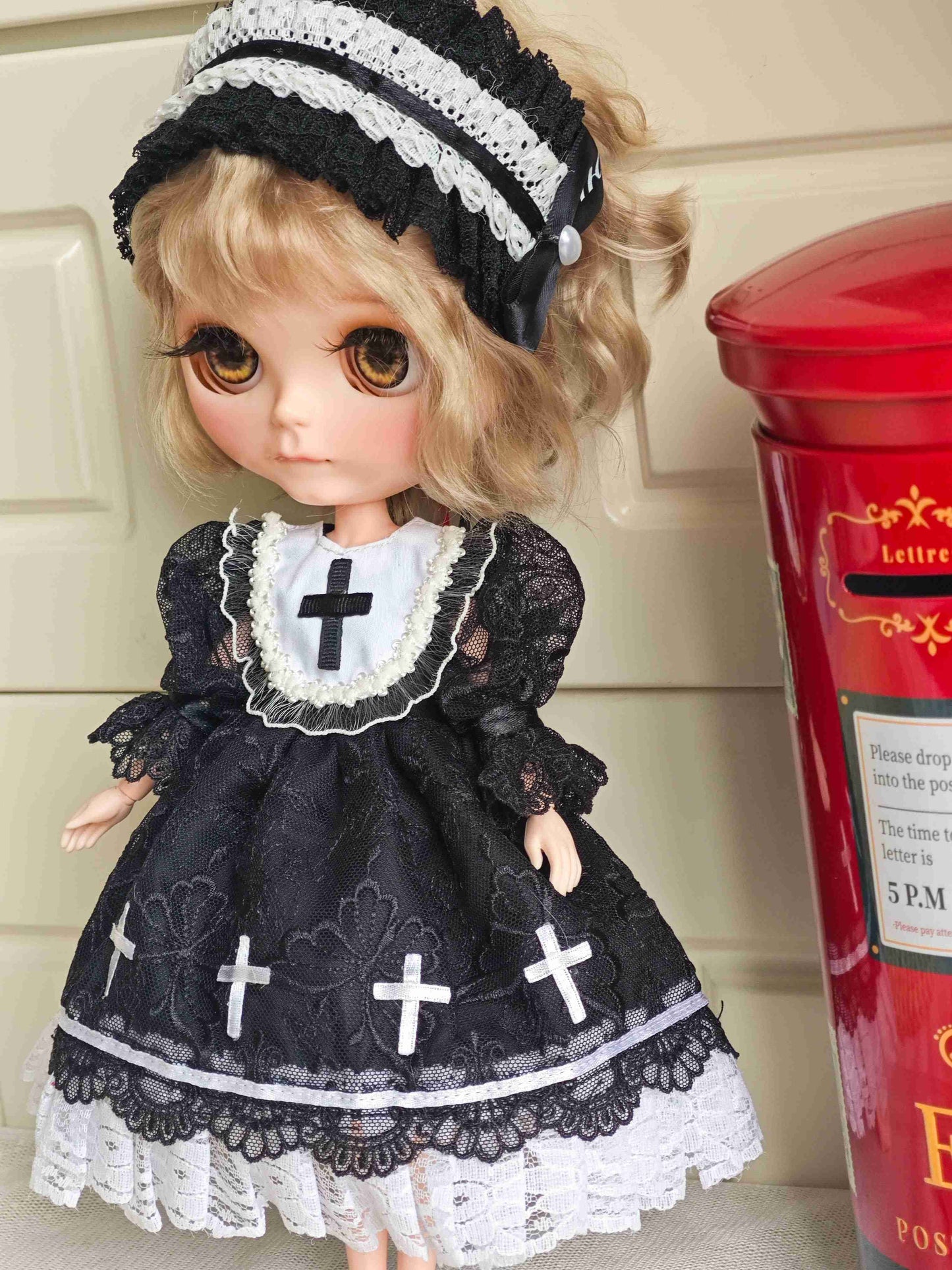 Cross Gothic Lolita  Blythe Outfit | Handmade Doll Clothes for OB22 & OB24