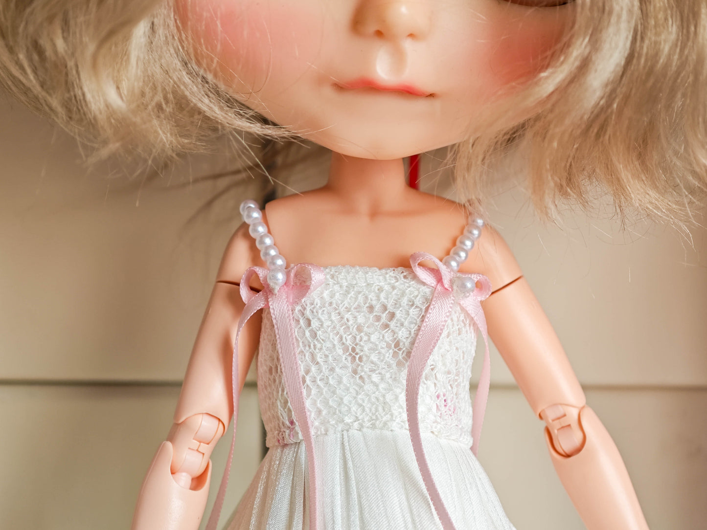 Pearl Ribbon Camisole Blythe Outfit | Handmade Doll Clothes for OB22 & OB24