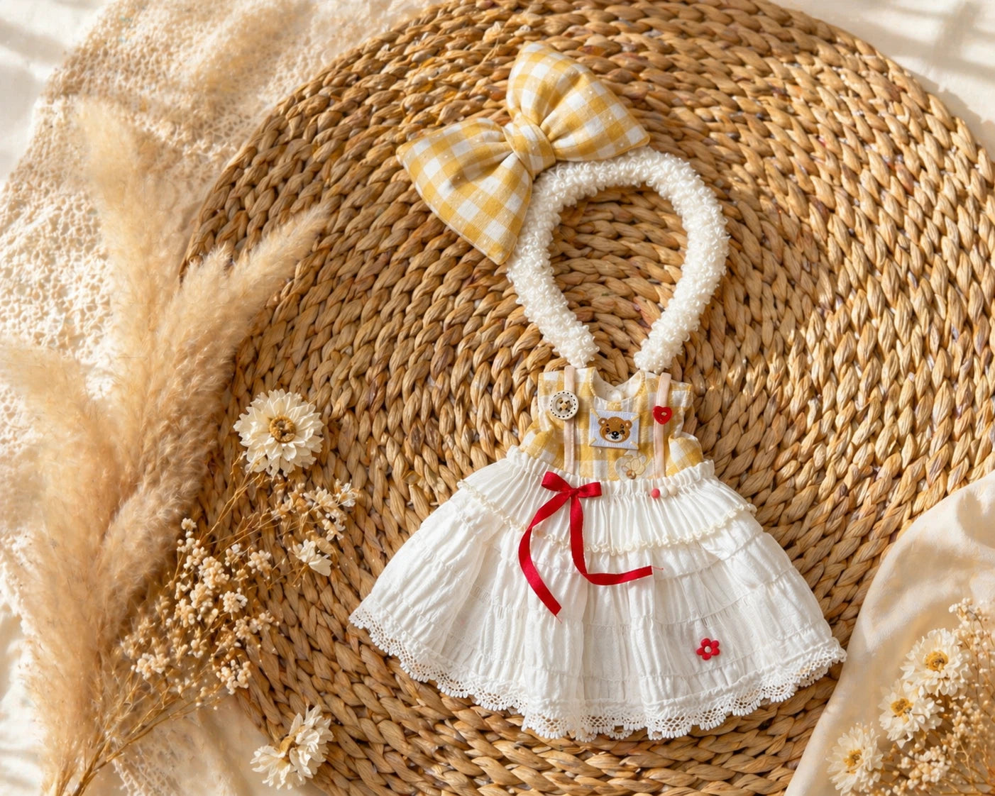 Honey Teddy Lace Dress Blythe Outfit | Handmade Doll Clothes for OB22 & OB24