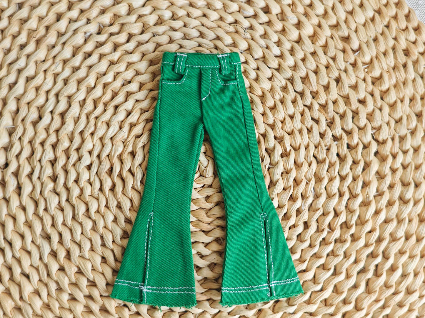 Y2K Flared Denim Jeans Pants Blythe Outfit | Handmade Doll Clothes for OB22 & OB24
