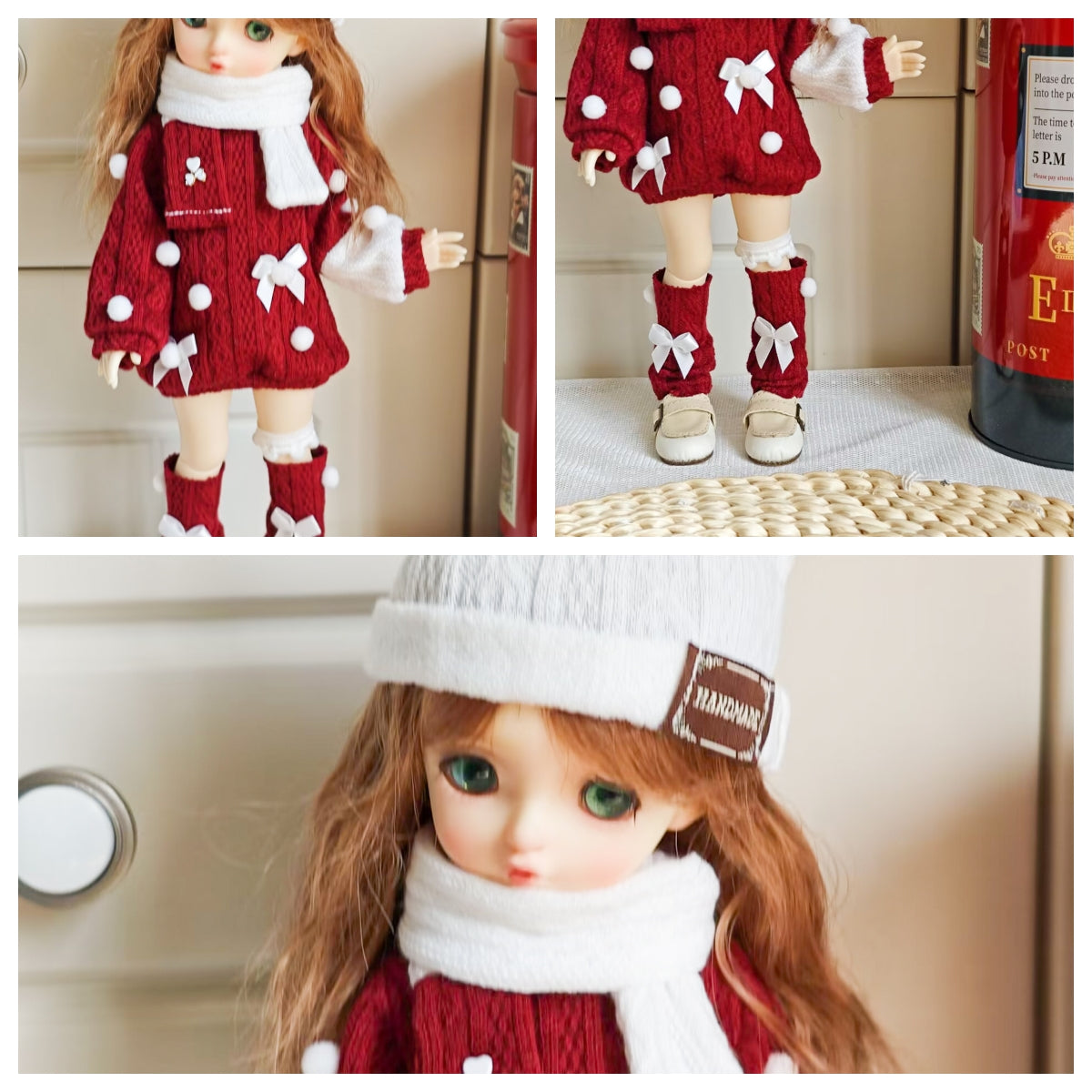 Cozy Christmas Snowberry Doll Outfit| Handmade Doll Clothes for 1/6 BJD YoSD
