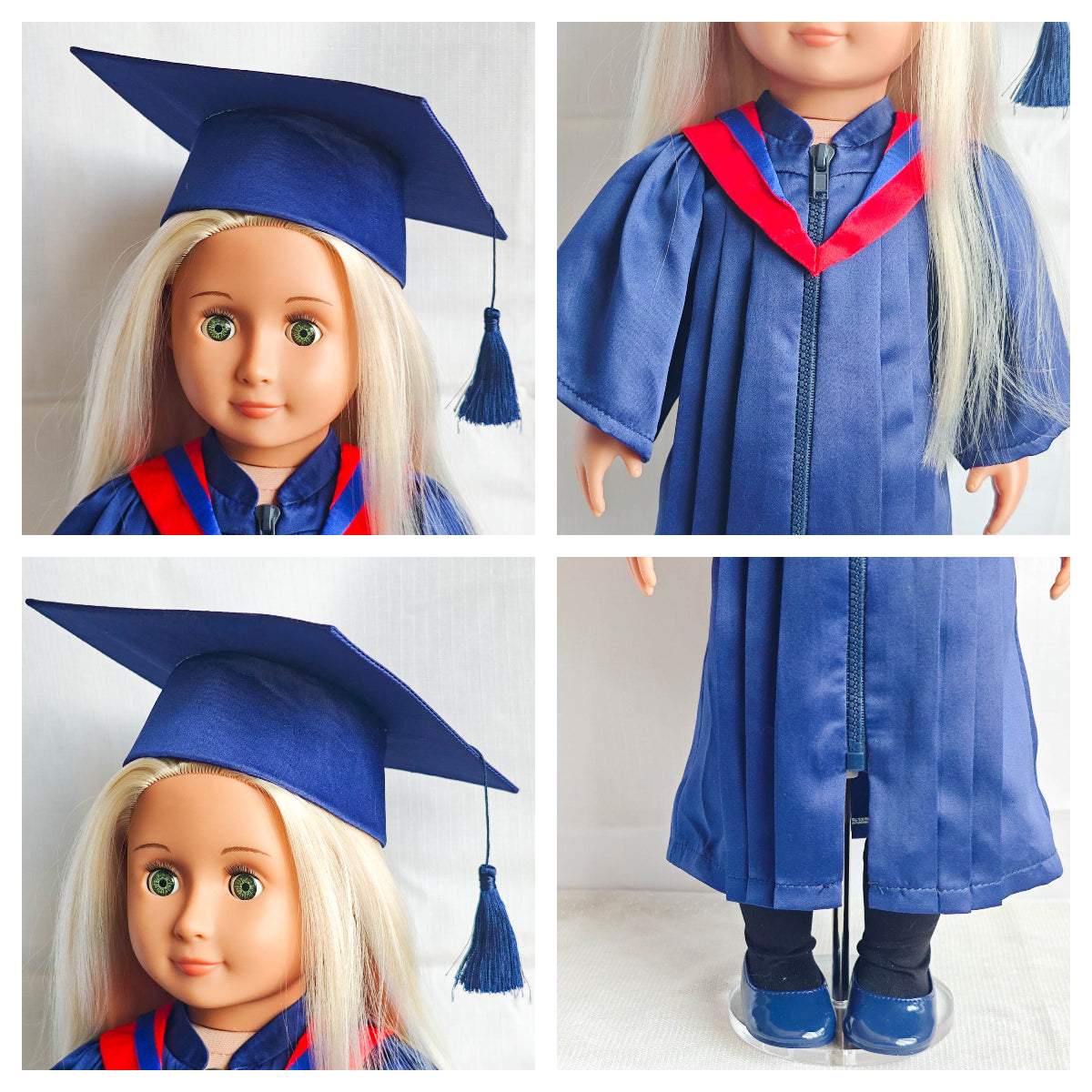 Classic Graduation Cap & Gown Set for 18 Inch Dolls