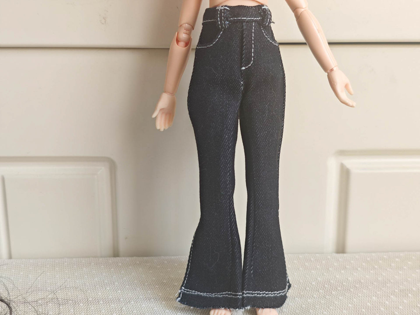 Y2K Flared Denim Jeans Pants Blythe Outfit | Handmade Doll Clothes for OB22 & OB24