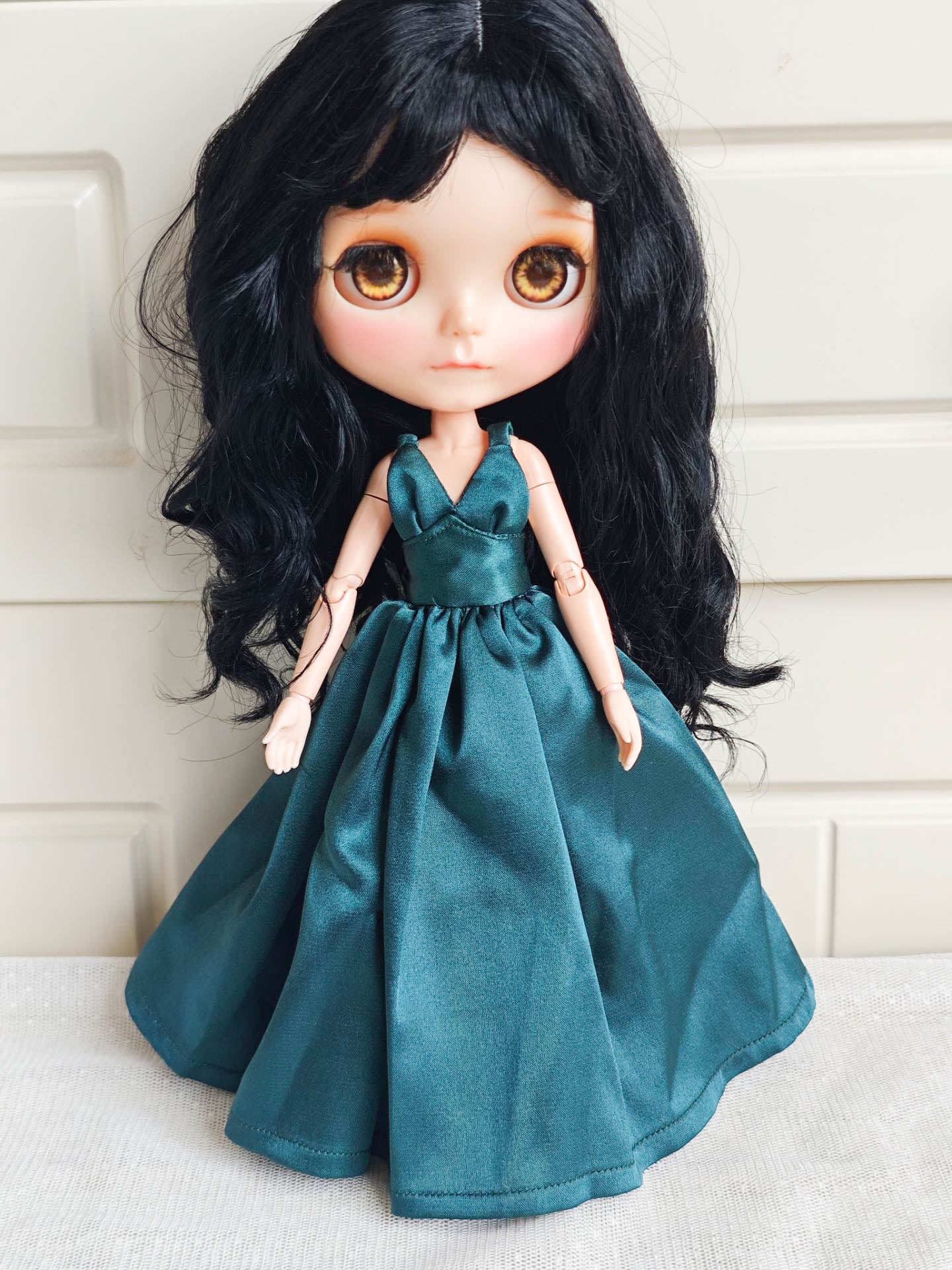 Elegant Satin Ball Gown Blythe Outfit | Handmade Doll Clothes for OB22 & OB24