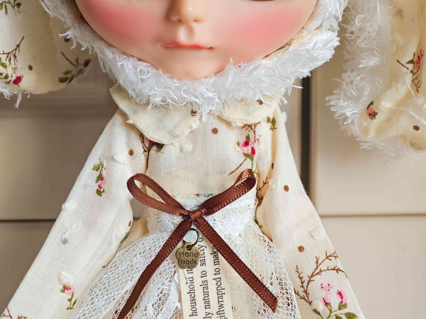 Woodland Bunny Dress Blythe Outfit | Handmade Doll Clothes for OB22 & OB24
