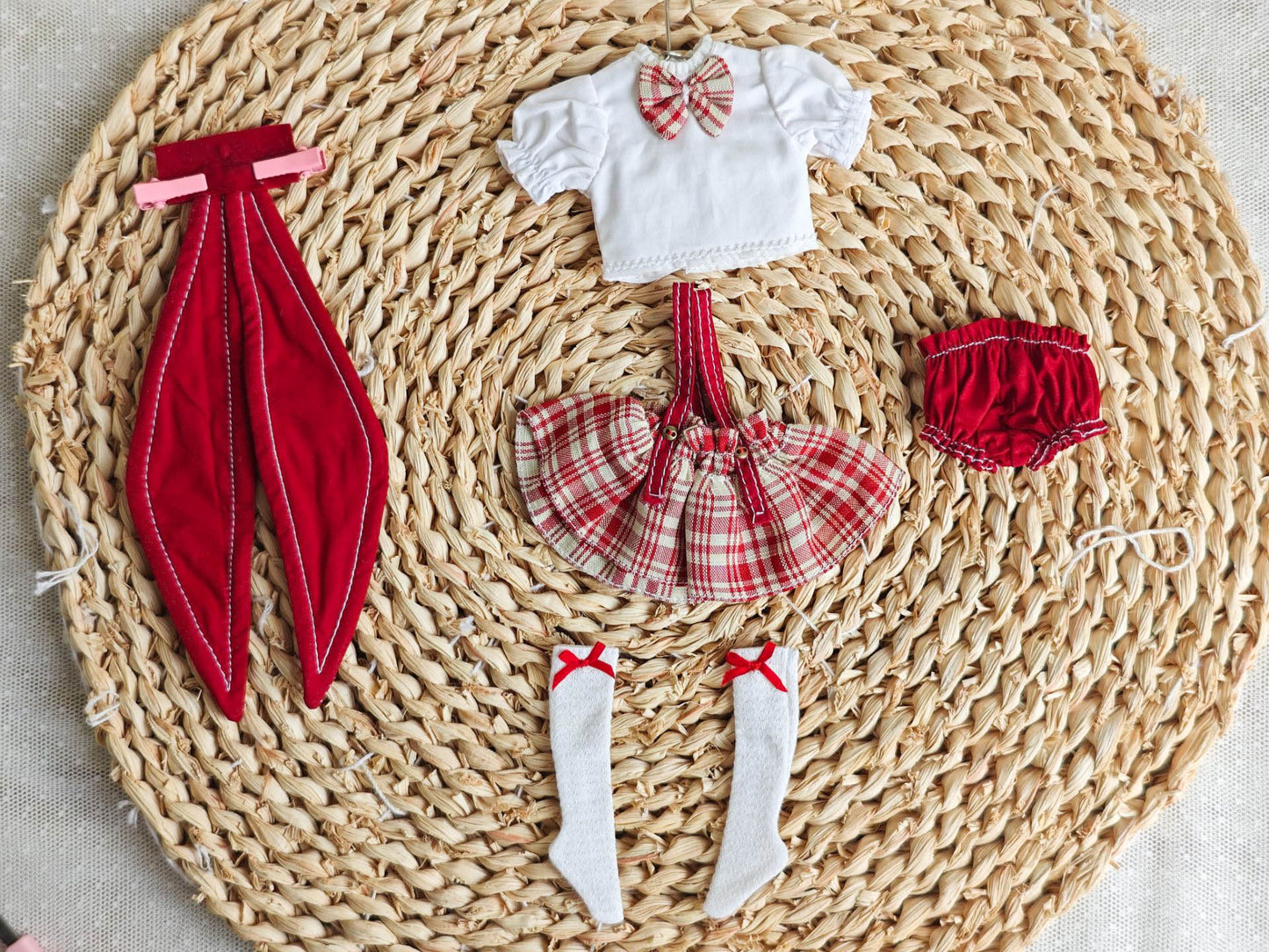 Bunny School Girl Blythe Outfit | Handmade Doll Clothes for OB22 & OB24