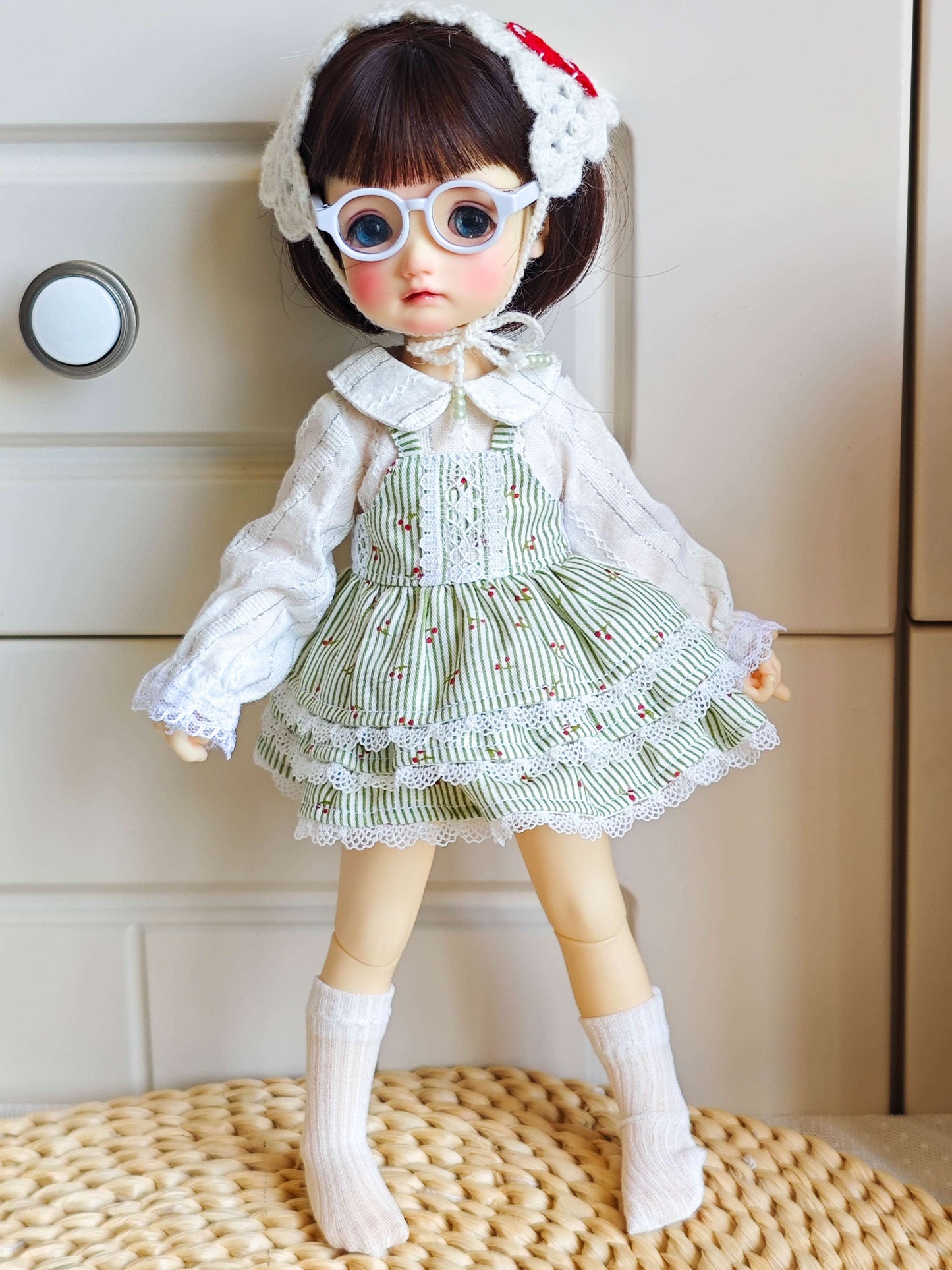Cherry Cottage Dress Set |Handmade Doll Clothes for 1/6 BJD YOSD