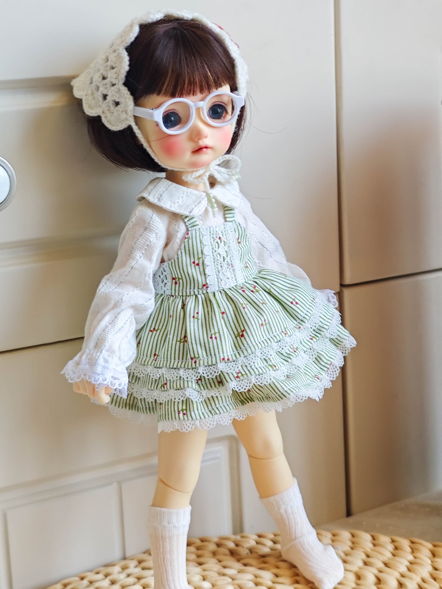 Cherry Cottage Dress Set |Handmade Doll Clothes for 1/6 BJD YOSD