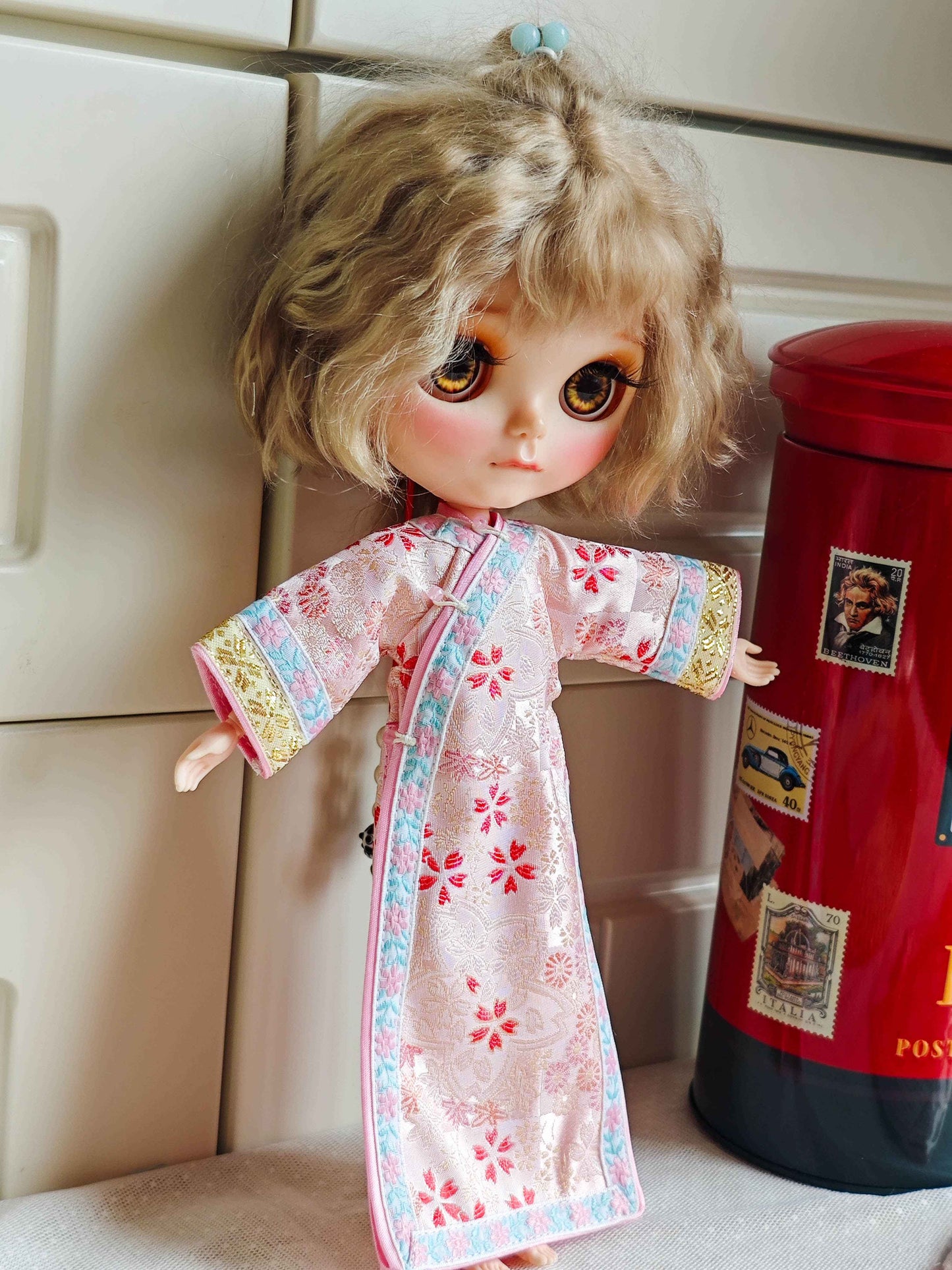 Chinese Embroidered Qipao Blythe Outfit | Handmade Doll Clothes for OB22 & OB24