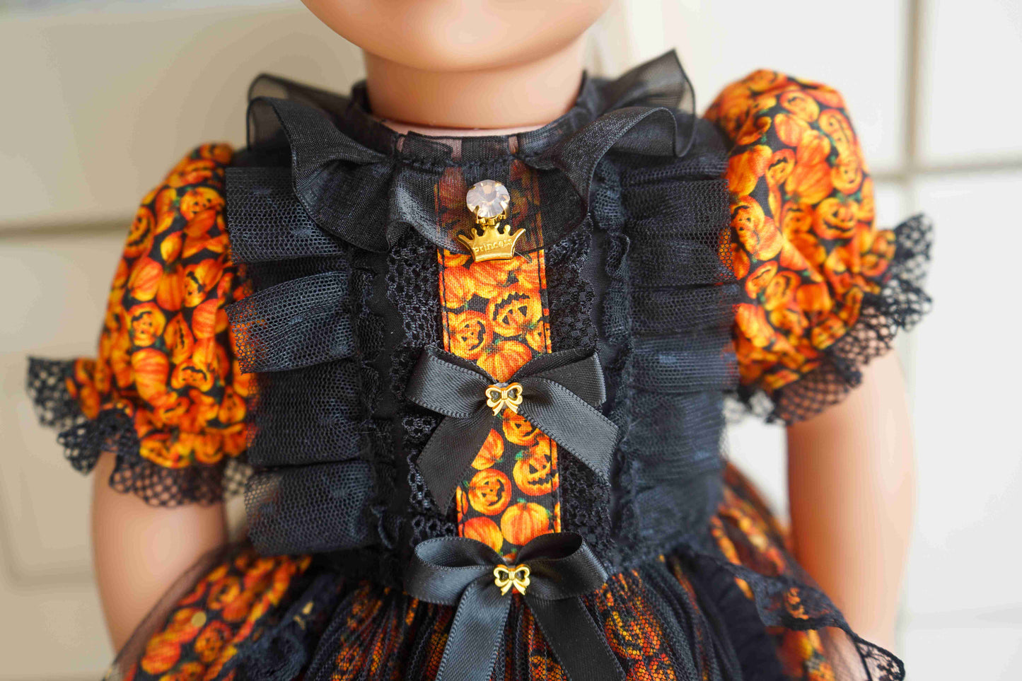 Gothic Pumpkin Witch Halloween Dress Set for 18 Inch Dolls