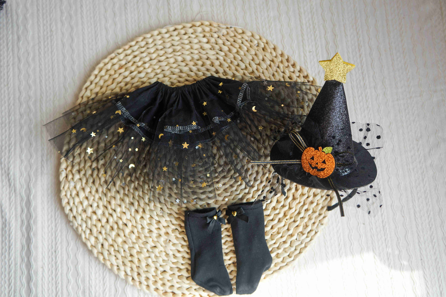 Gothic Pumpkin Witch Halloween Dress Set for 18 Inch Dolls