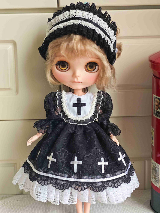 Cross Gothic Lolita  Blythe Outfit | Handmade Doll Clothes for OB22 & OB24
