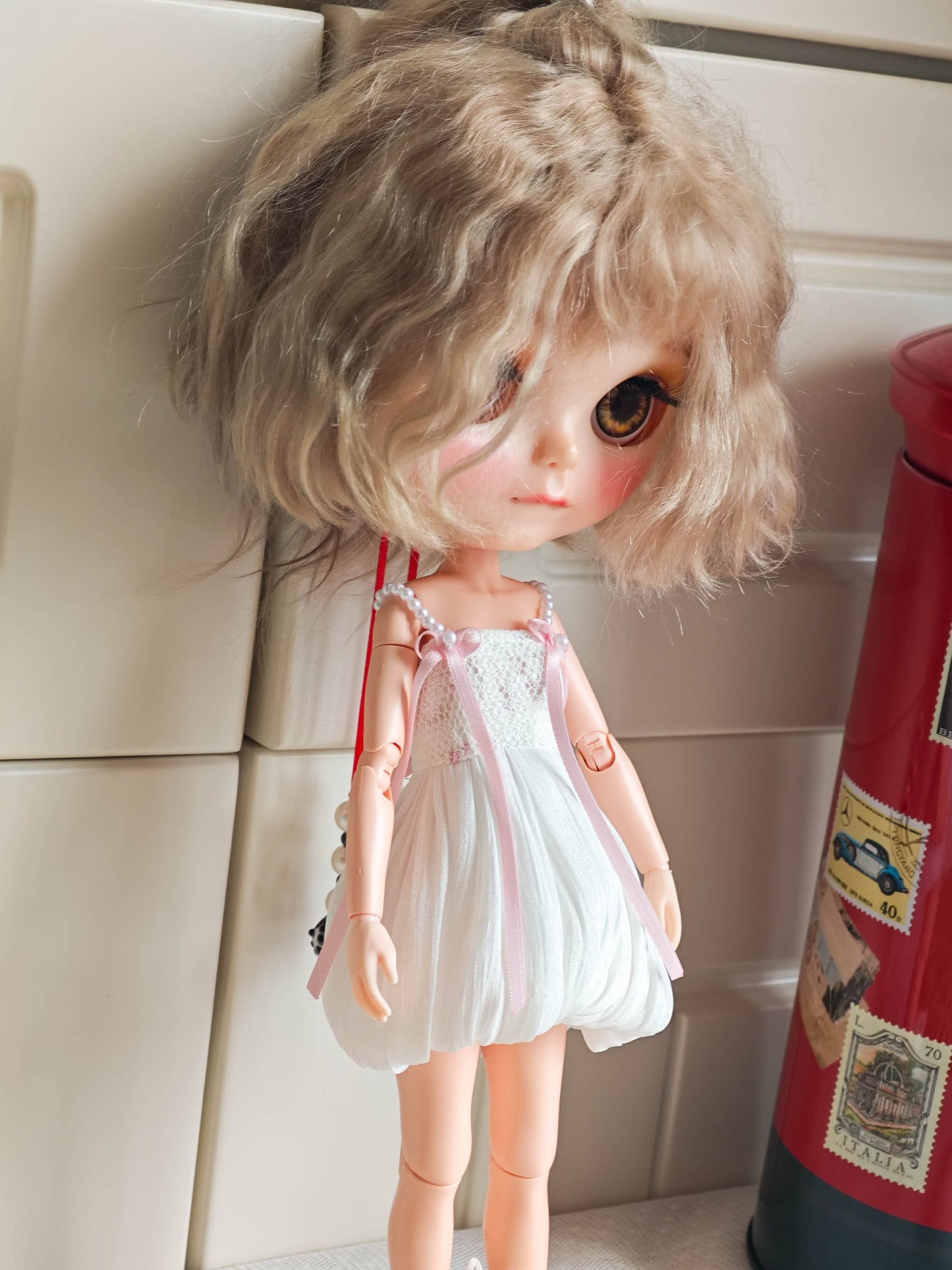 Pearl Ribbon Camisole Blythe Outfit | Handmade Doll Clothes for OB22 & OB24