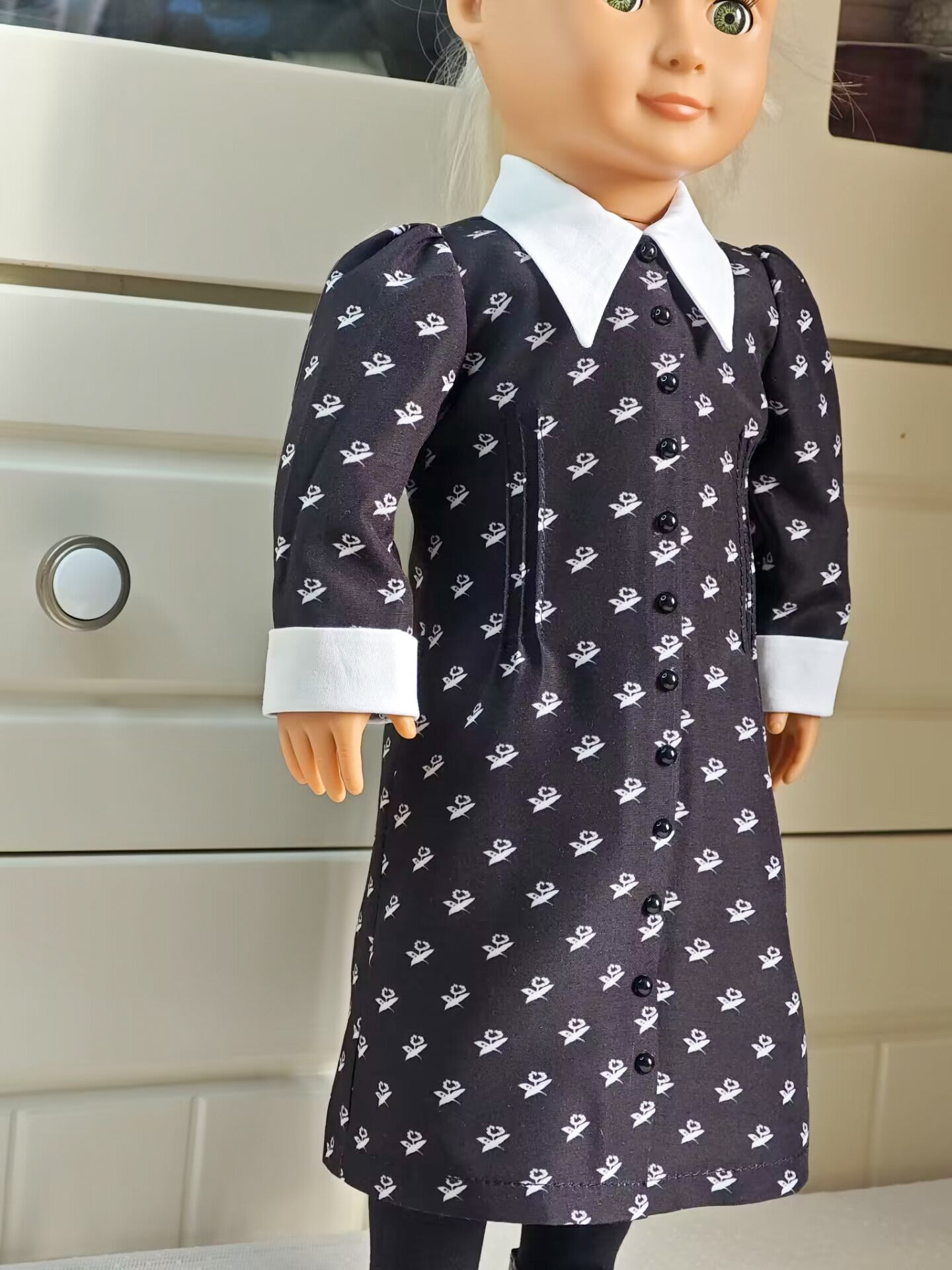 Wednesday Style Gothic Academy School Dress for 18 Inch Dolls