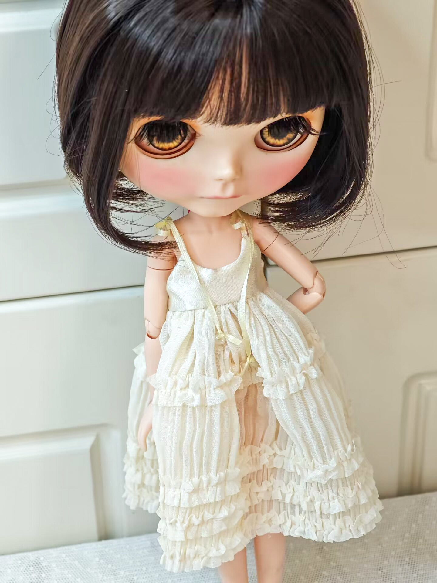 Handgemachte Blythe Puppenkleidung Weißes Hochzeitskleid Neo Blythe OB22 OB24