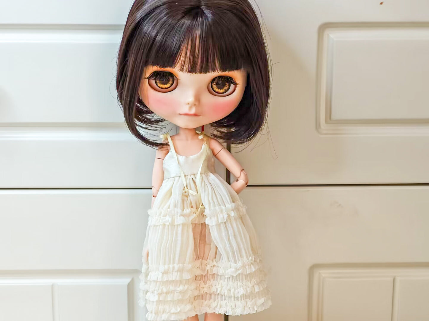 Handgemachte Blythe Puppenkleidung Weißes Hochzeitskleid Neo Blythe OB22 OB24