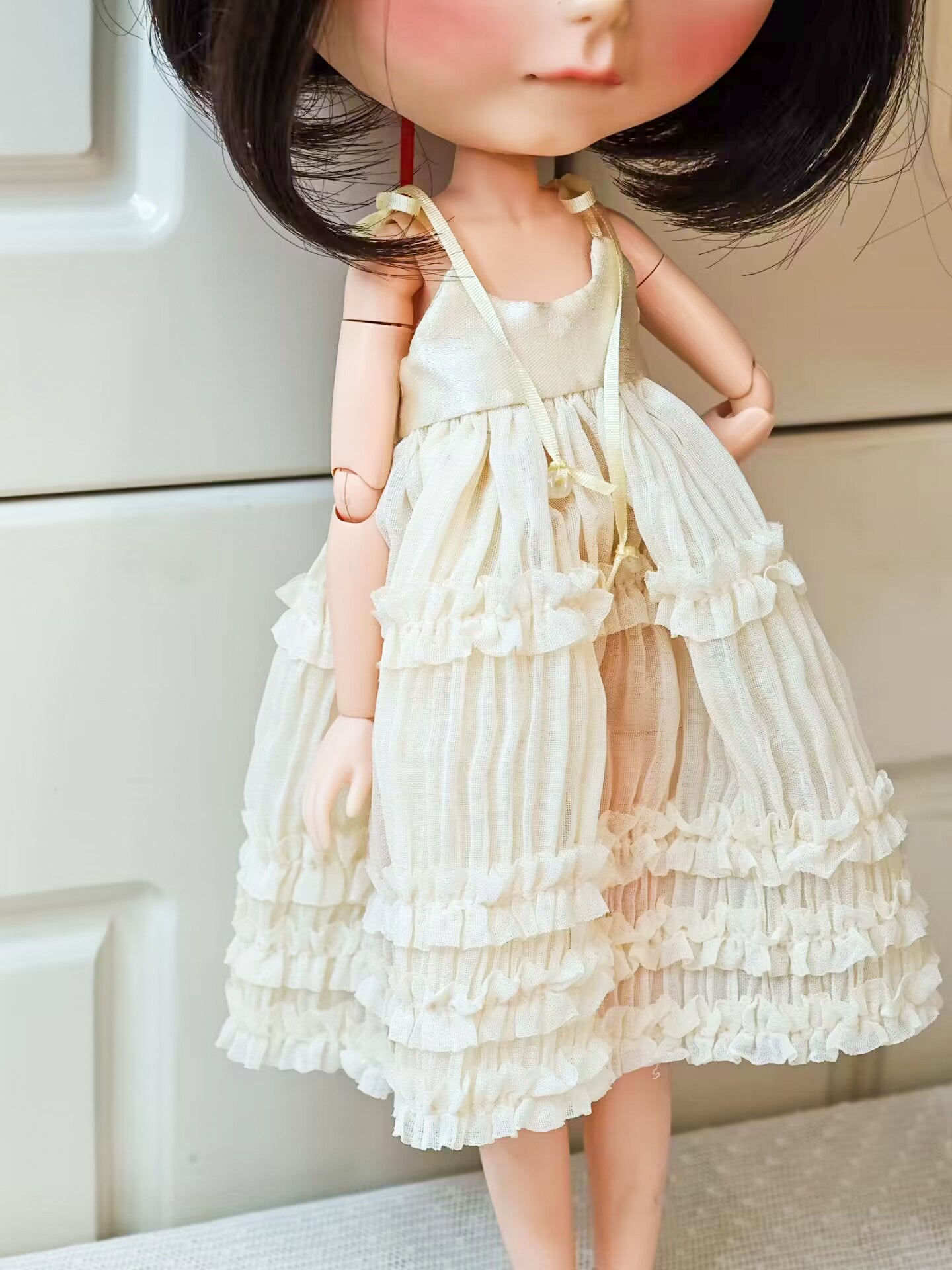 Handgemachte Blythe Puppenkleidung Weißes Hochzeitskleid Neo Blythe OB22 OB24