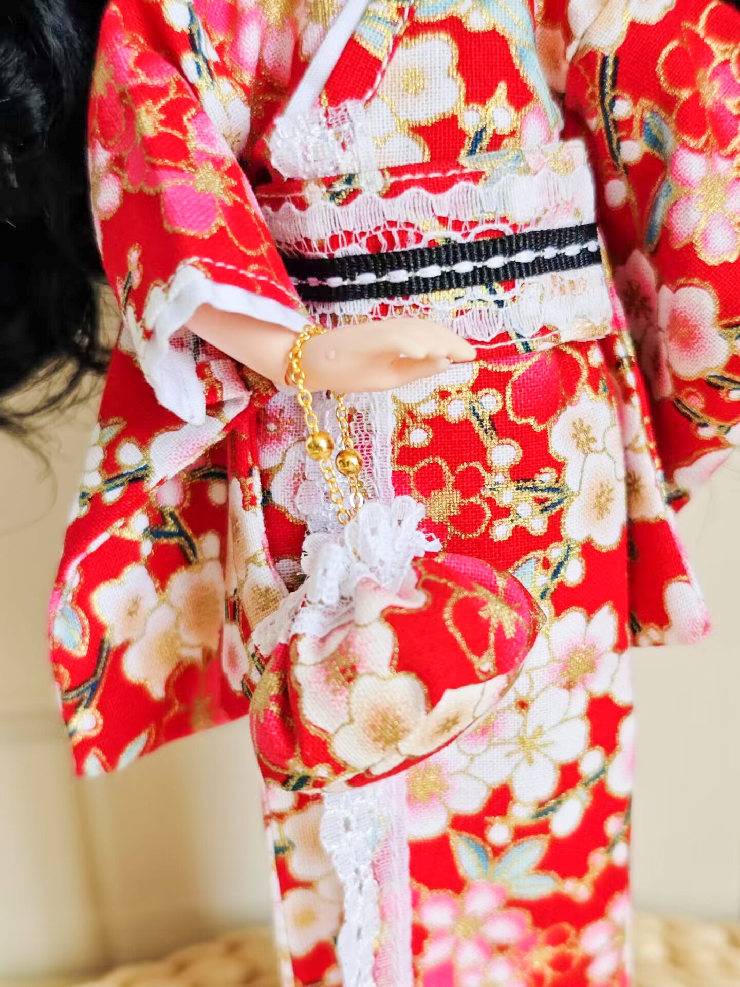 Sakura Blossom japanese Kimono Blythe Outfit | Handmade Doll Clothes for OB22 & OB24