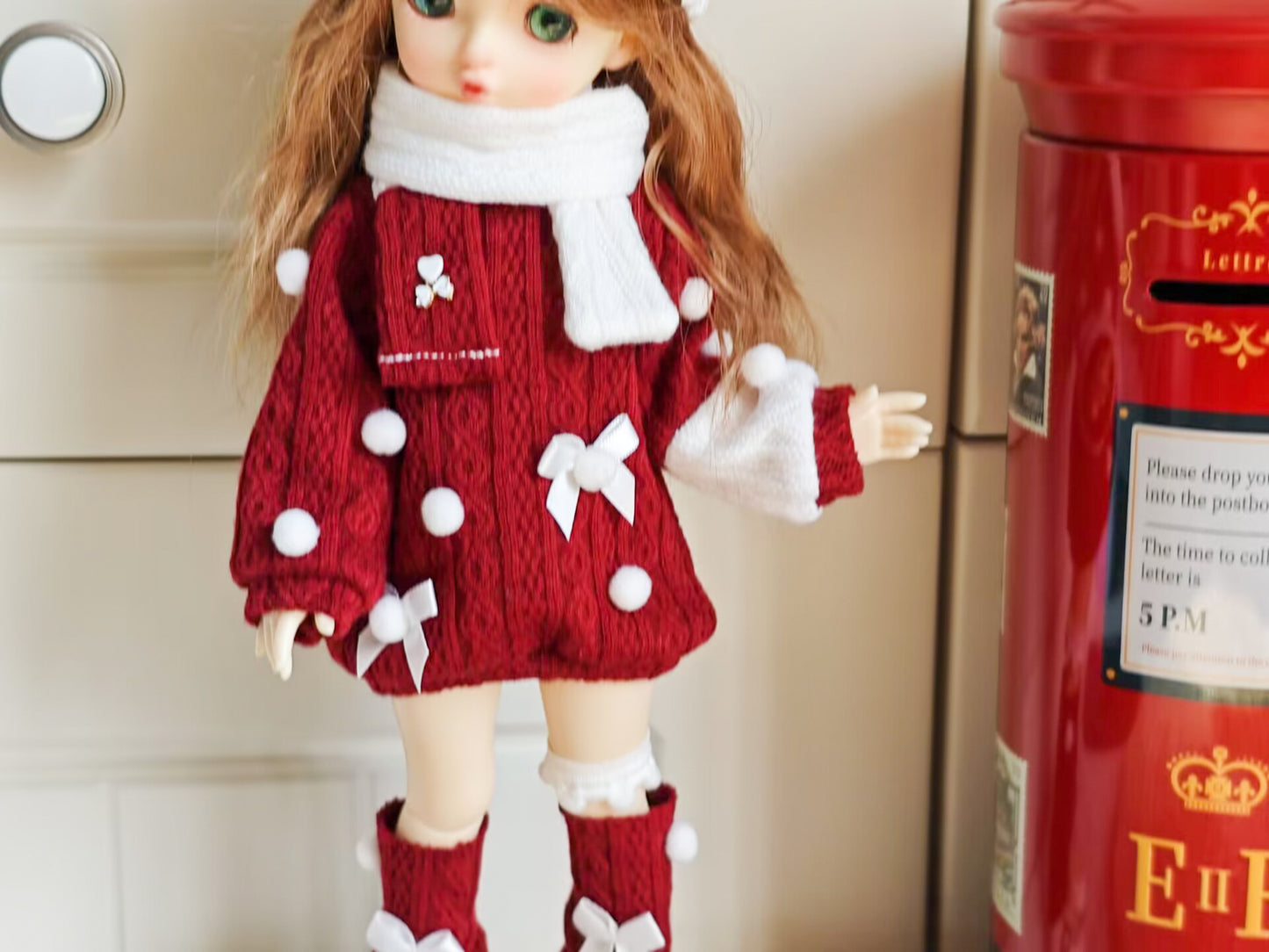 Cozy Christmas Snowberry Doll Outfit| Handmade Doll Clothes for 1/6 BJD YoSD