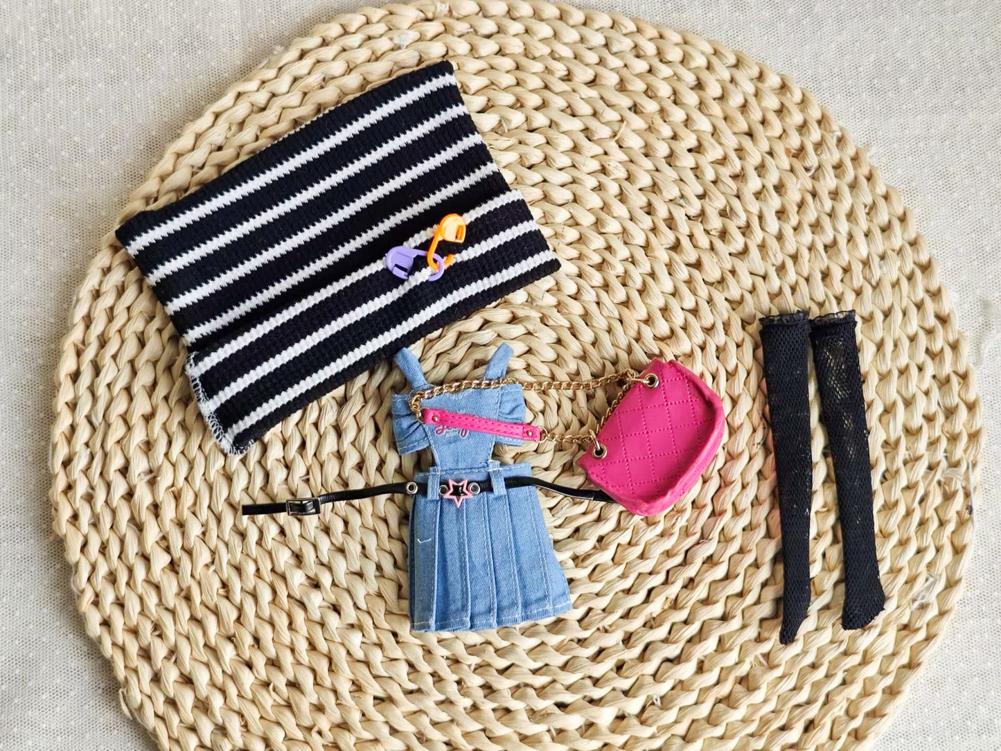 Y2K Harajuku Denim Blythe Outfit | Handmade Doll Clothes for OB22 & OB24