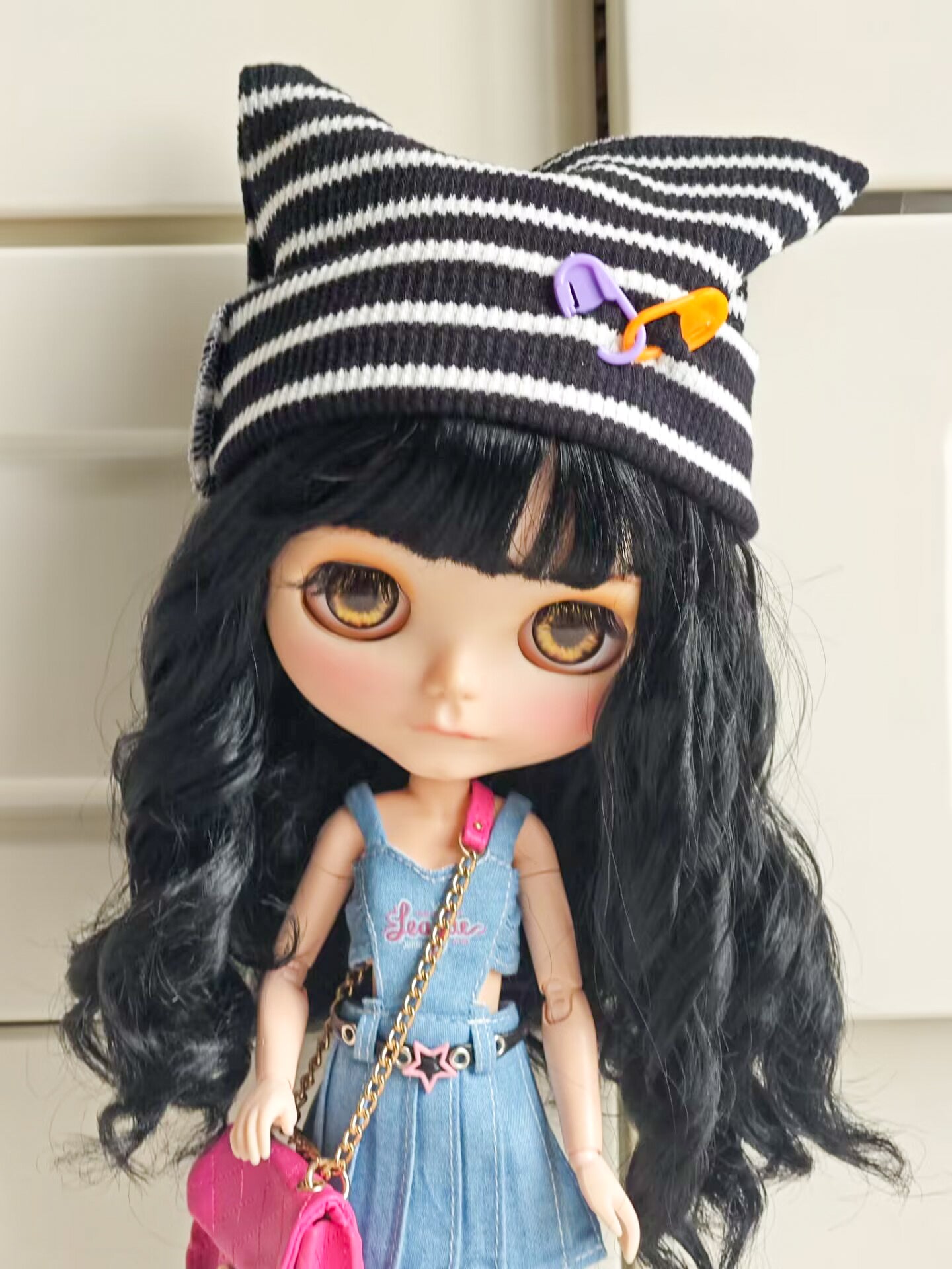 Y2K Harajuku Denim Blythe Outfit | Handmade Doll Clothes for OB22 & OB24