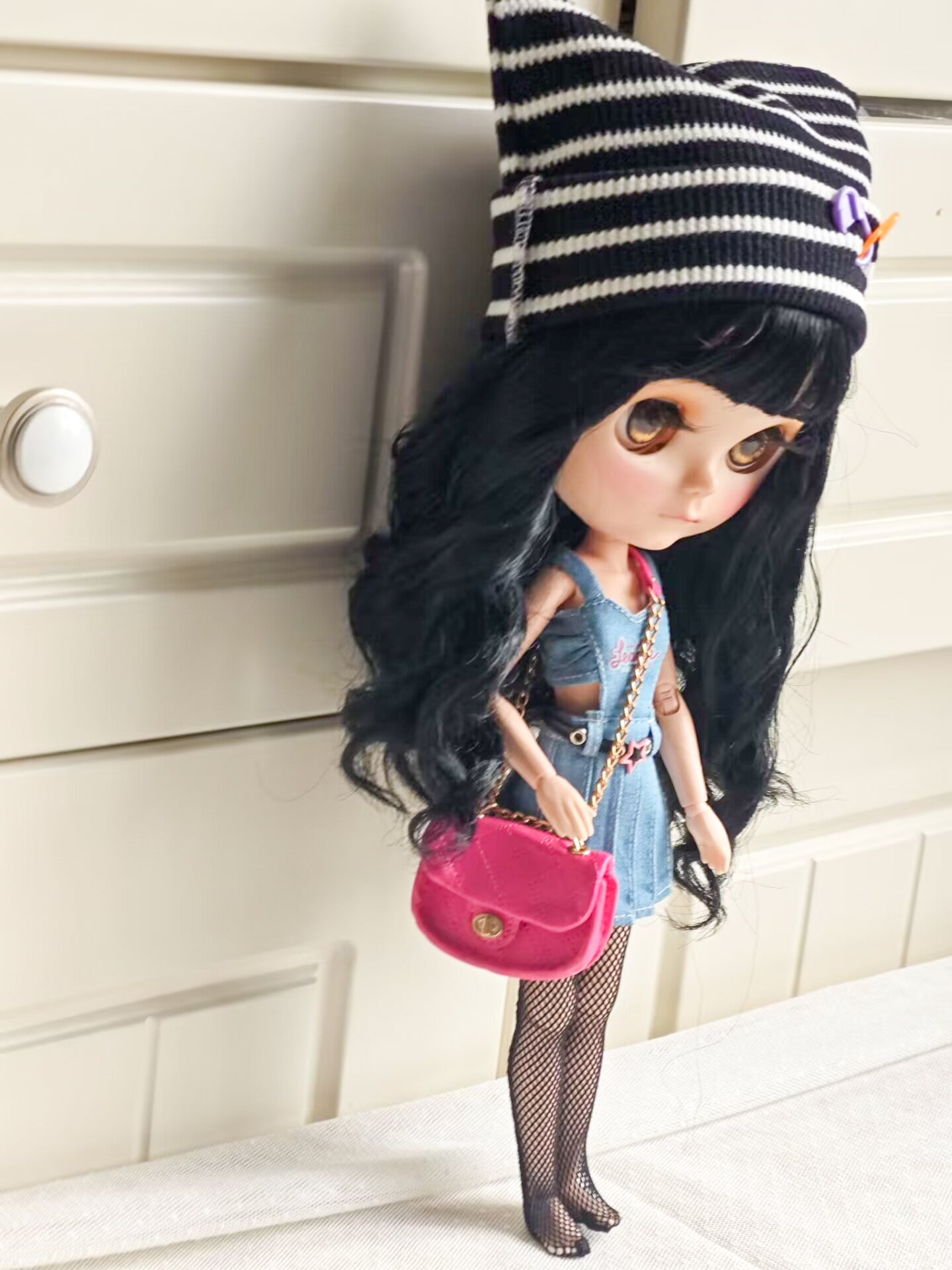 Y2K Harajuku Denim Blythe Outfit | Handmade Doll Clothes for OB22 & OB24