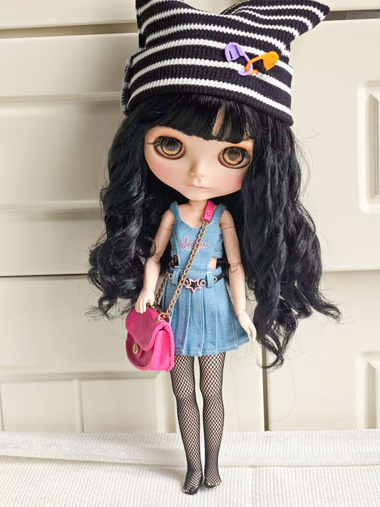 Y2K Harajuku Denim Blythe Outfit | Handmade Doll Clothes for OB22 & OB24