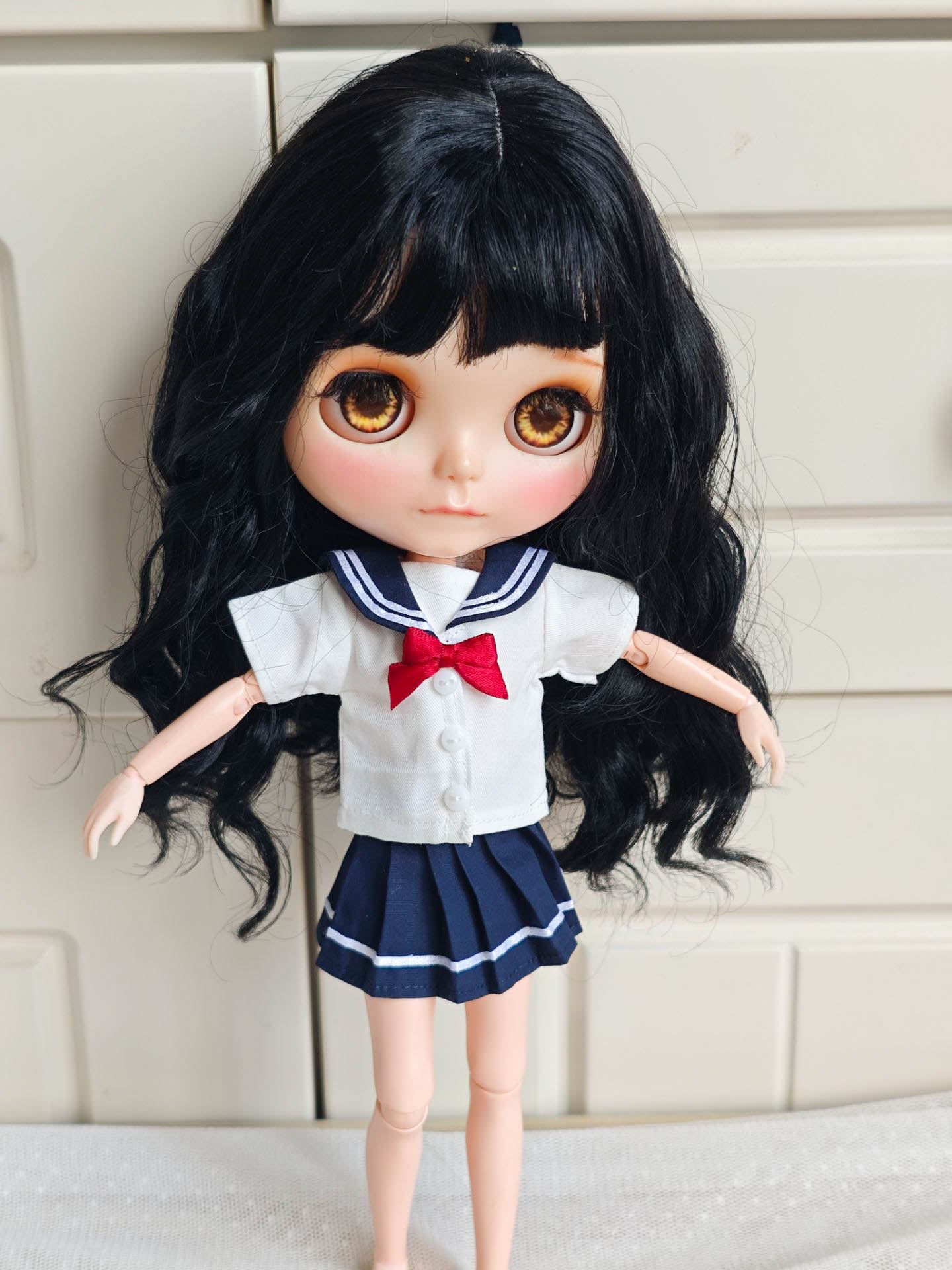 Japanese Sailor pleated school skirt Blythe Outfit | Handmade Doll Clothes for OB22 & OB24