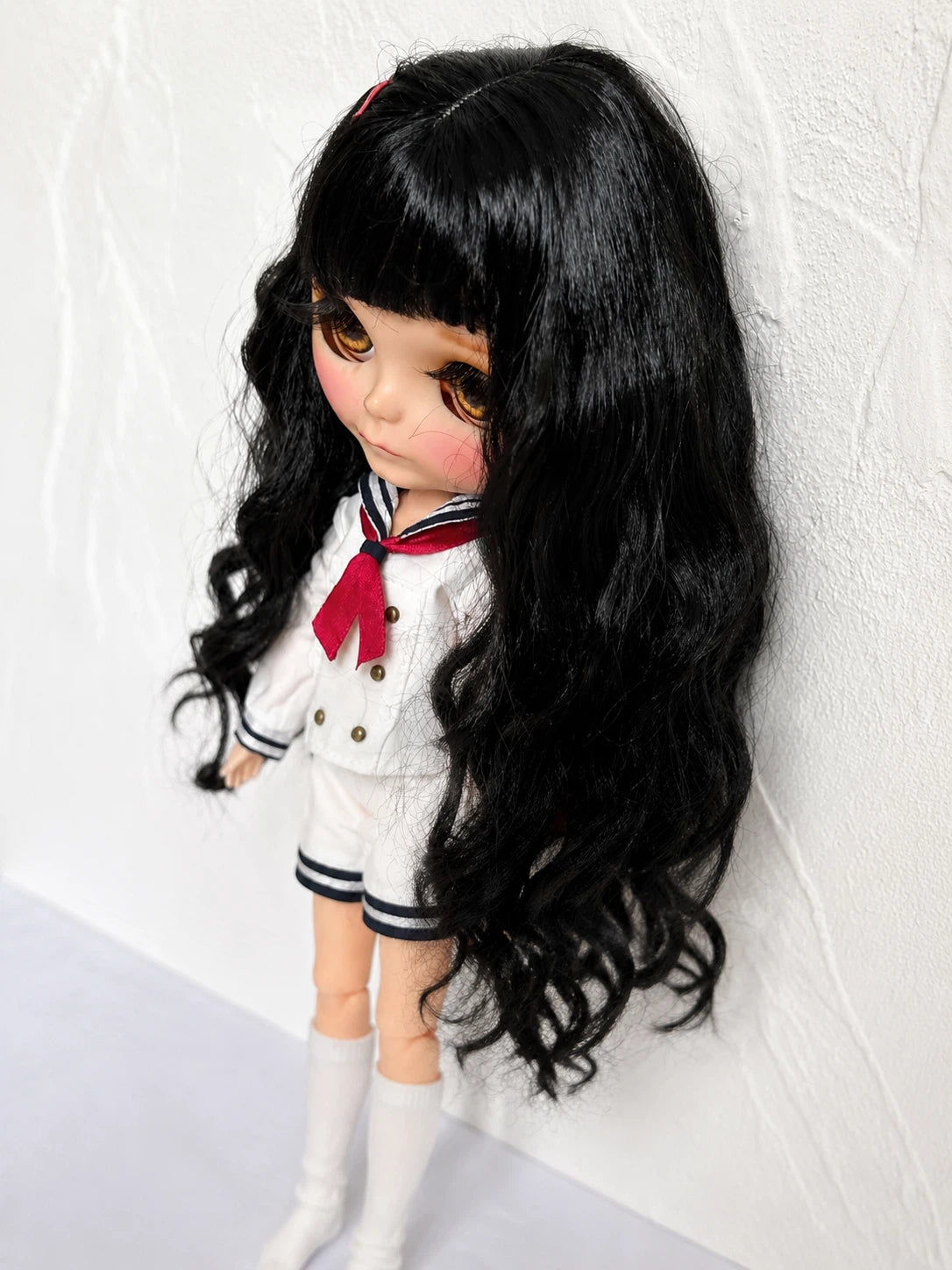 Neo Blythe OB22 OB24 doll clothes, left side view of gothic Japanese school uniform.
