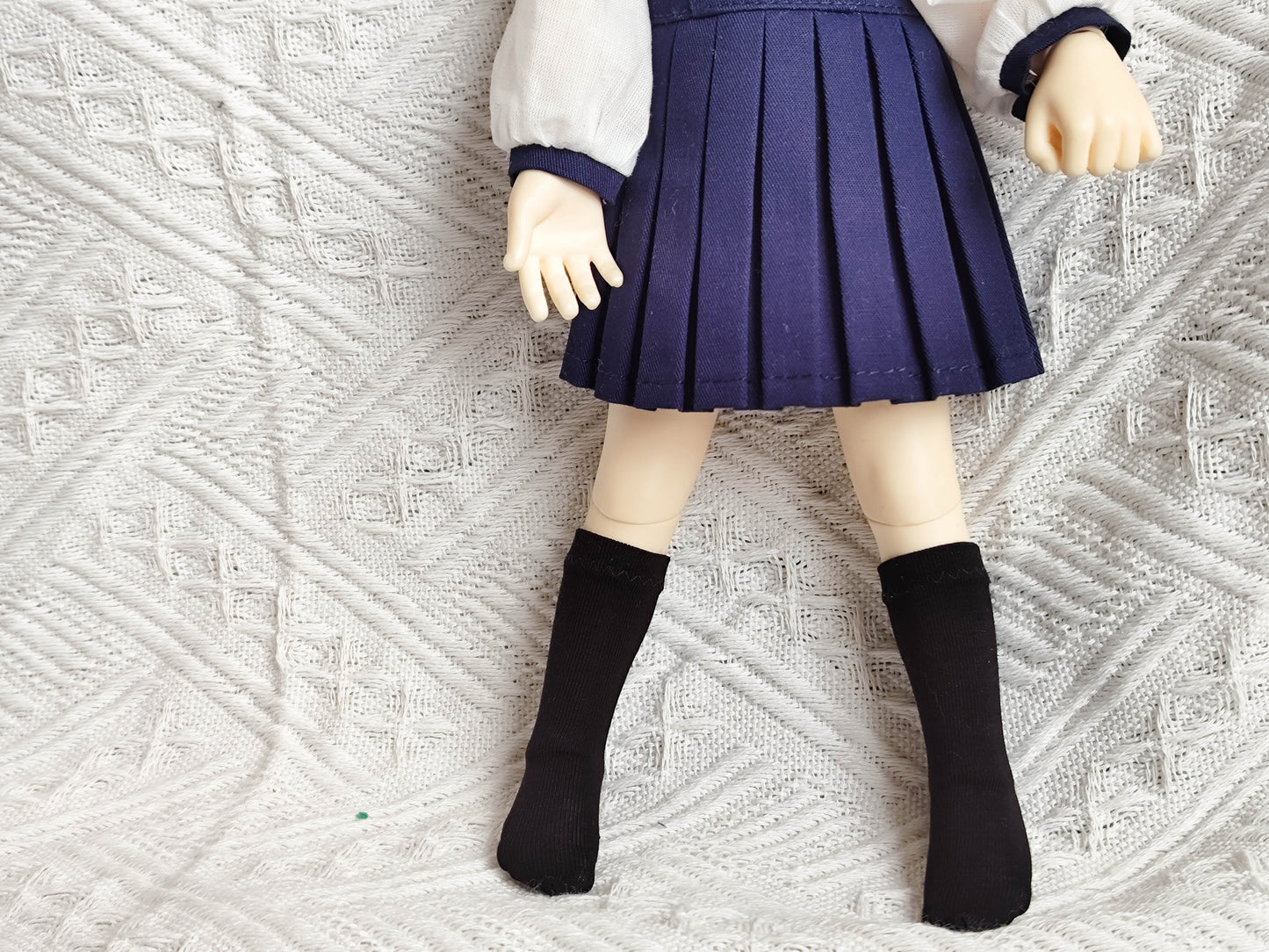 Close up of pleated skirt detail for 1/6 BJD school uniform set.
